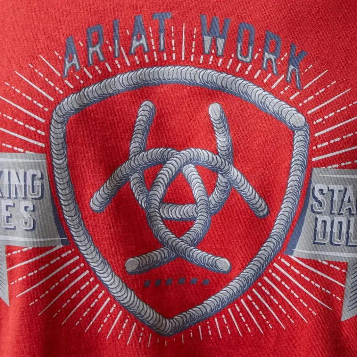 Men TShirts and Polos Ariat Rebar Cotton Strong Stacking Dimes Pompeian Red