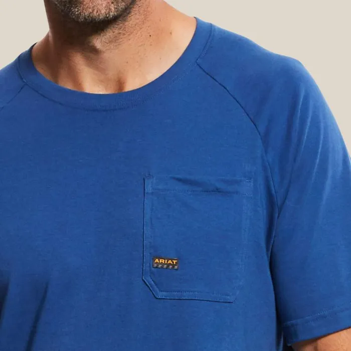 Men TShirts and Polos Ariat Rebar Cotton Strong TShirt Metal Blue Men TShirts and Polos Ariat Rebar Cotton Strong TShirt Metal Blue