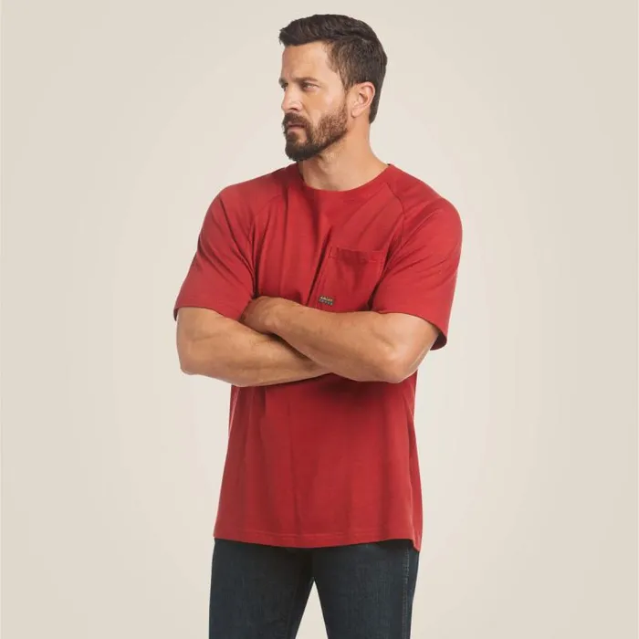 Men TShirts and Polos Ariat Rebar Cotton Strong TShirt Rio Red