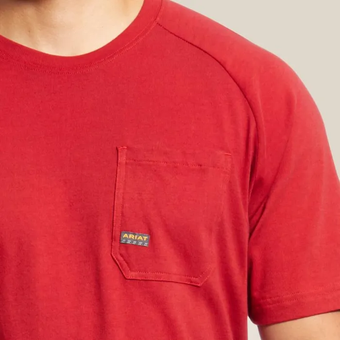 Men TShirts and Polos Ariat Rebar Cotton Strong TShirt Rio Red