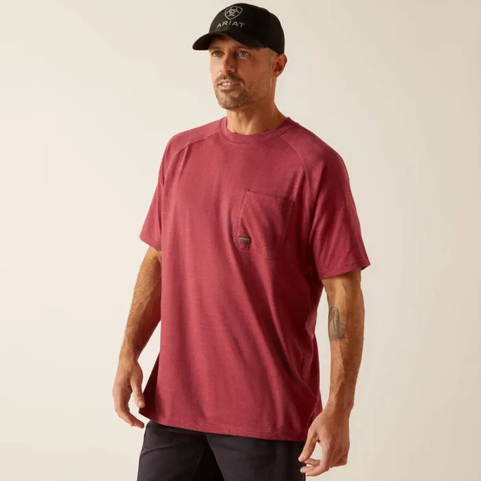 Men TShirts and Polos Ariat Rebar Cotton Strong TShirt Roan Rouge Heather