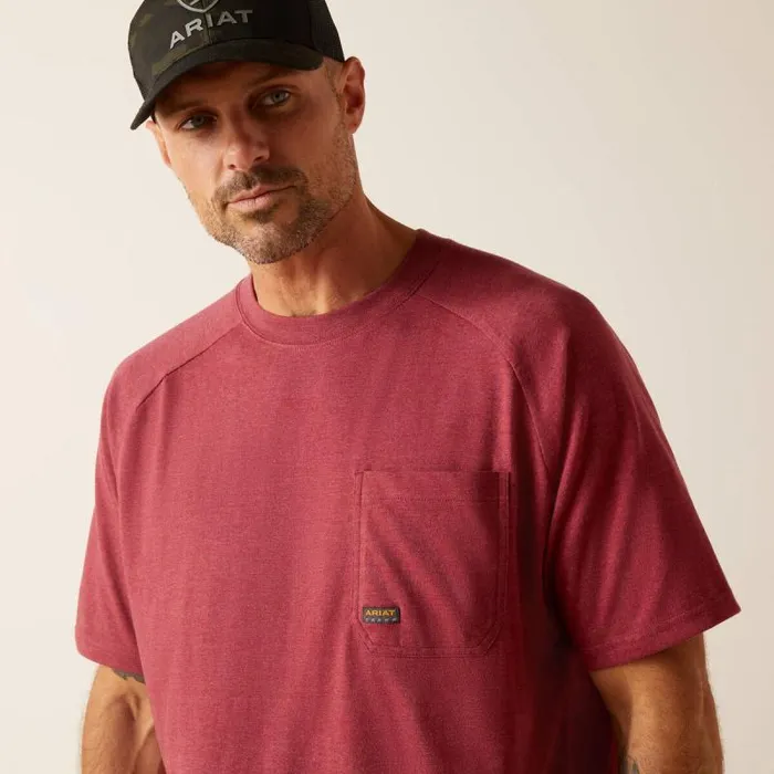 Men TShirts and Polos Ariat Rebar Cotton Strong TShirt Roan Rouge Heather Men TShirts and Polos Ariat Rebar Cotton Strong TShirt Roan Rouge Heather