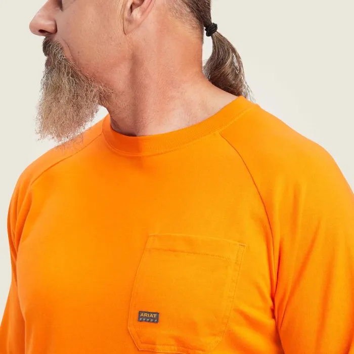 Men TShirts and Polos Ariat Rebar Cotton Strong TShirt Safety Orange Men TShirts and Polos Ariat Rebar Cotton Strong TShirt Safety Orange
