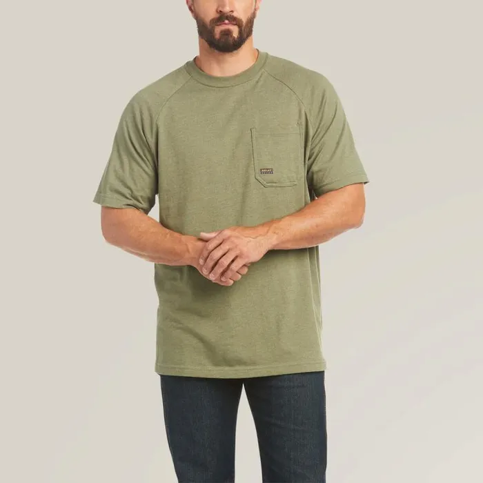 Men TShirts and Polos Ariat Rebar Cotton Strong TShirt Sageheather