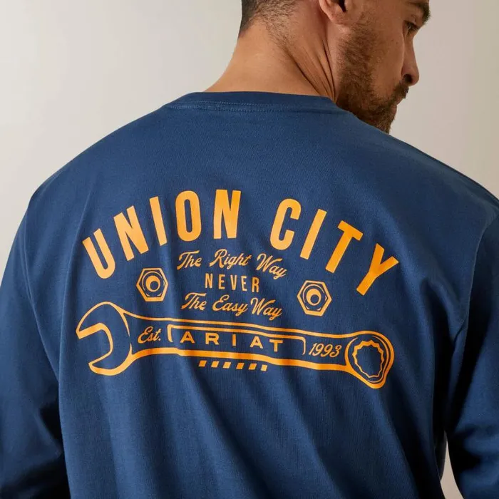 Men TShirts and Polos Ariat Rebar Cotton Strong Union City Blue Wing Teal Men TShirts and Polos Ariat Rebar Cotton Strong Union City Blue Wing Teal