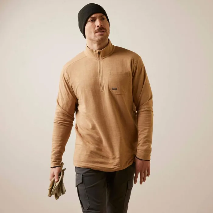 Men TShirts and Polos Ariat Rebar Foundation 14 Zip Shirt Tiger039s Eye