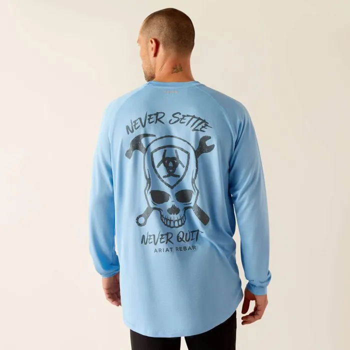 Men TShirts and Polos Ariat Rebar Heat Fighter Jolly Wrencher Stratosphere Blue