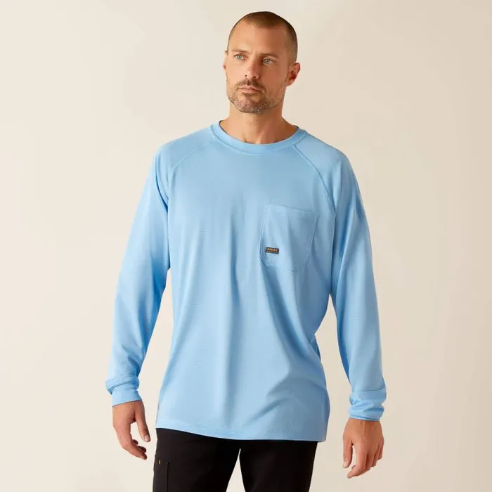 Men TShirts and Polos Ariat Rebar Heat Fighter Jolly Wrencher Stratosphere Blue Men TShirts and Polos Ariat Rebar Heat Fighter Jolly Wrencher Stratosphere Blue