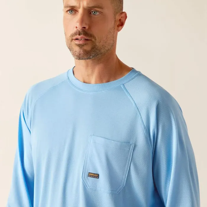 Men TShirts and Polos Ariat Rebar Heat Fighter Jolly Wrencher Stratosphere Blue Men TShirts and Polos Ariat Rebar Heat Fighter Jolly Wrencher Stratosphere Blue