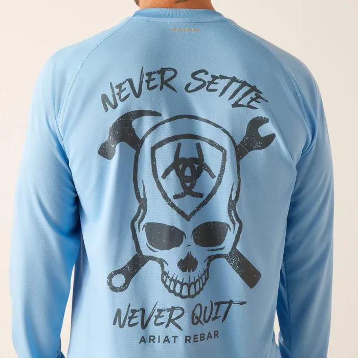 Men TShirts and Polos Ariat Rebar Heat Fighter Jolly Wrencher Stratosphere Blue Men TShirts and Polos Ariat Rebar Heat Fighter Jolly Wrencher Stratosphere Blue