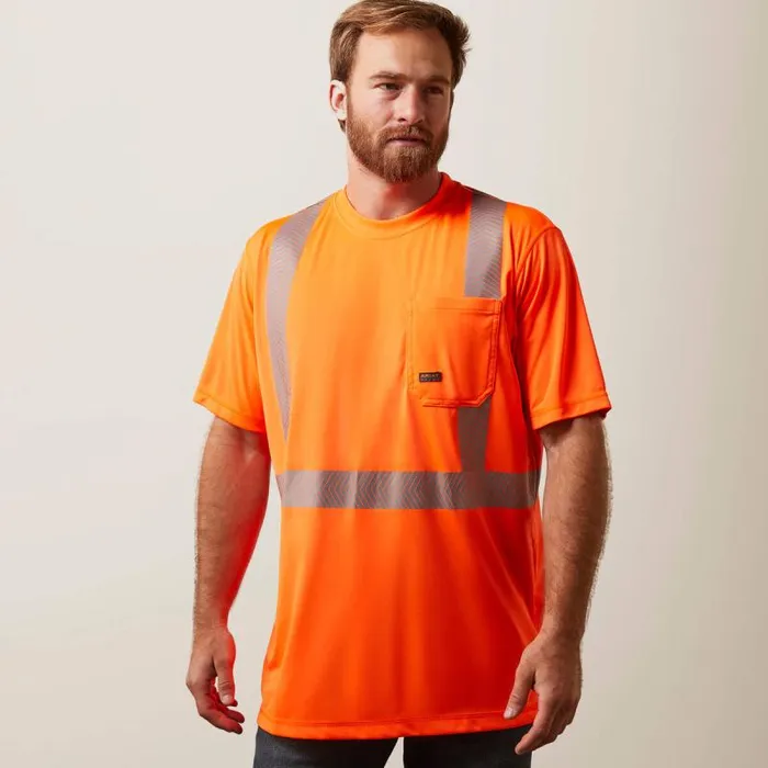 Men TShirts and Polos Ariat Rebar HiVis ANSI TShirt Hi Vis Orange