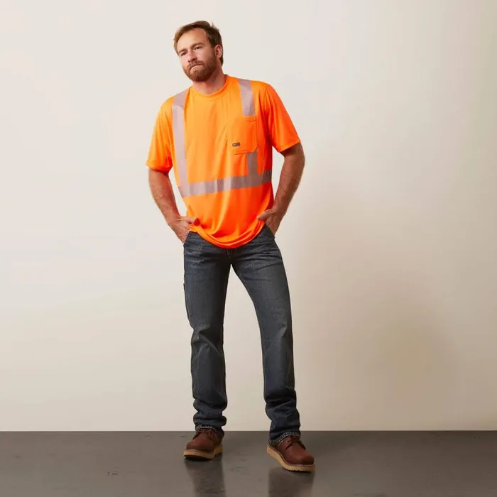 Men TShirts and Polos Ariat Rebar HiVis ANSI TShirt Hi Vis Orange
