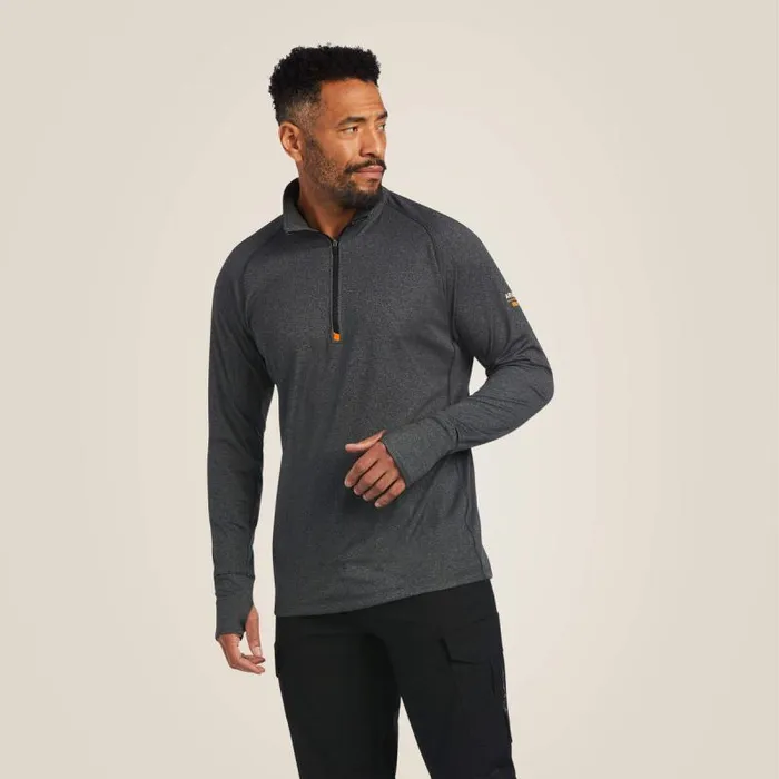 Men TShirts and Polos Ariat Rebar Polartec Elite Zip Baselayer Black