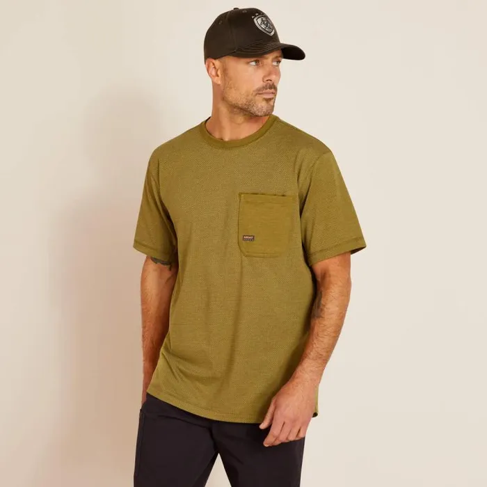 Men TShirts and Polos Ariat Rebar Workman 360 AirFlow Lichen Heather