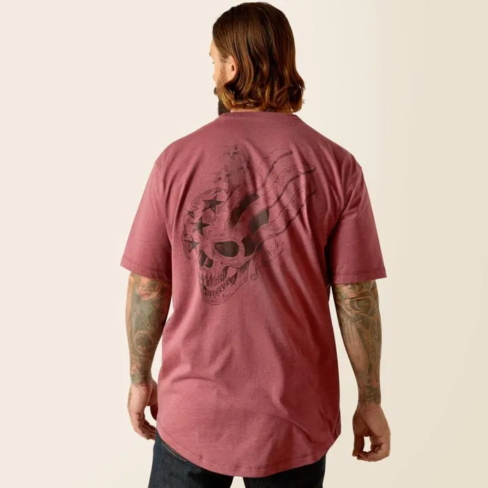 Men TShirts and Polos Ariat Rebar Workman American Scream Burgundy Heather