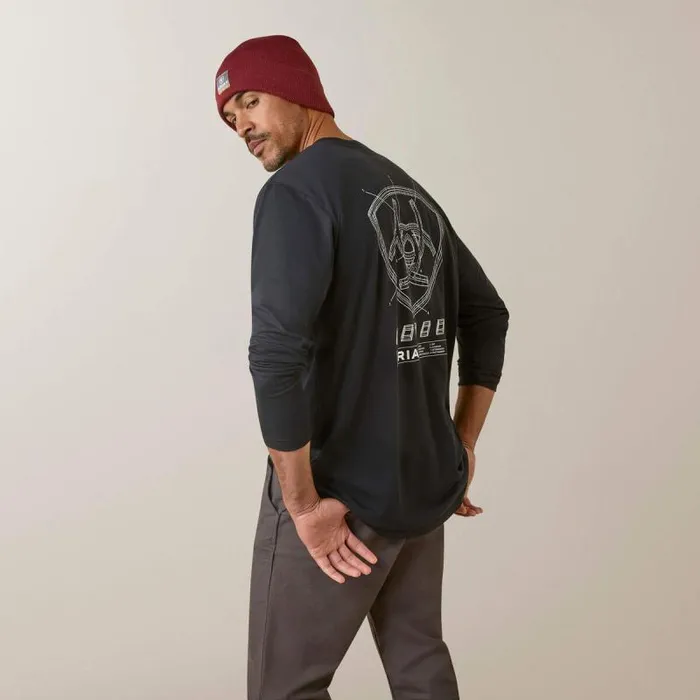 Men TShirts and Polos Ariat Rebar Workman Blueprint Black