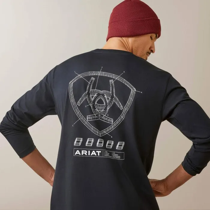 Men TShirts and Polos Ariat Rebar Workman Blueprint Black