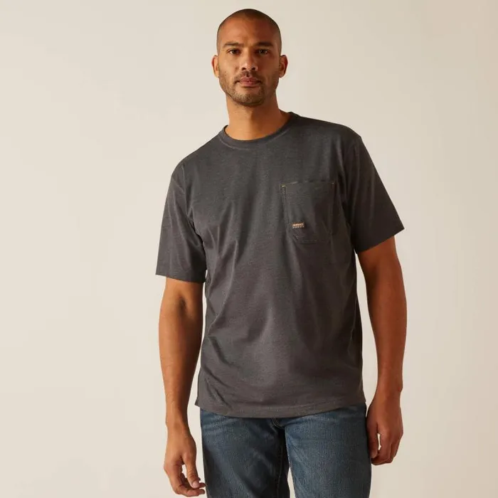 Men TShirts and Polos Ariat Rebar Workman Born For This TShirt Charcoalmexico