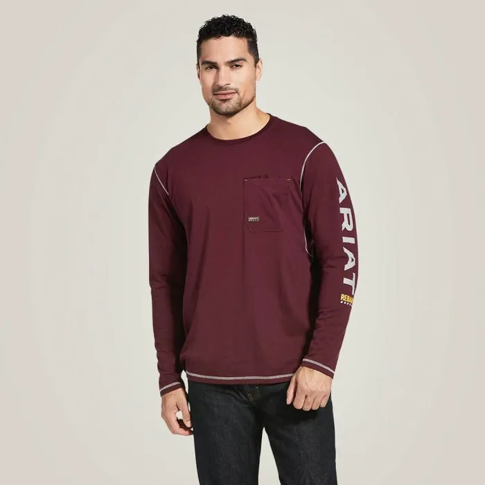 Men TShirts and Polos Ariat Rebar Workman Logo Malbec