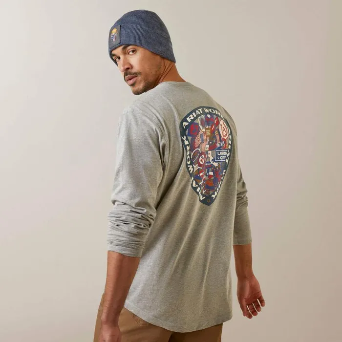 Men TShirts and Polos Ariat Rebar Workman Patches Heather Grey