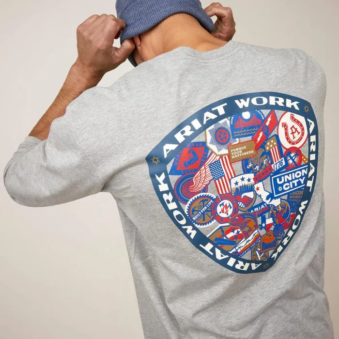 Men TShirts and Polos Ariat Rebar Workman Patches Heather Grey Men TShirts and Polos Ariat Rebar Workman Patches Heather Grey