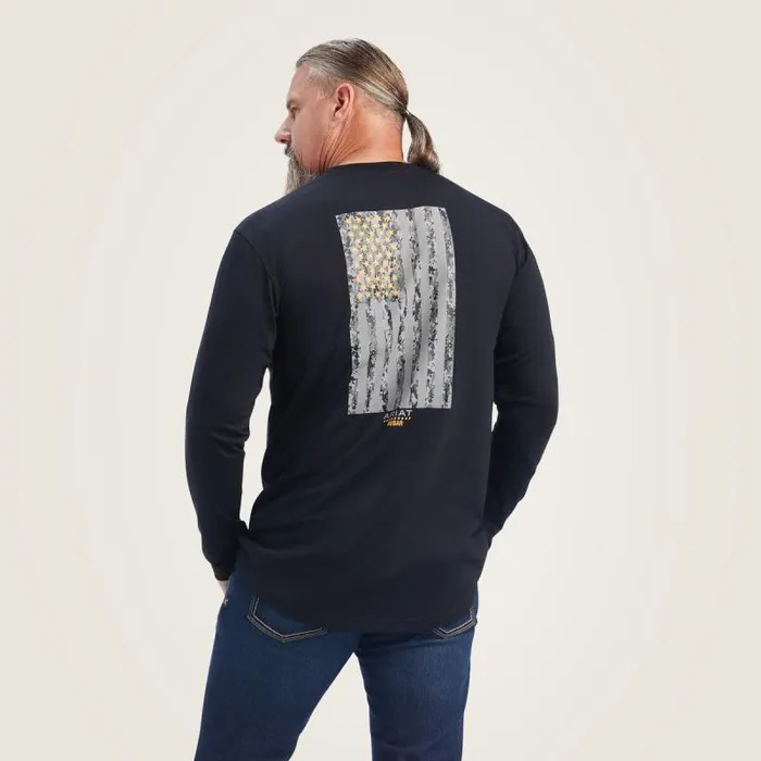 Men TShirts and Polos Ariat Rebar Workman Reflective Flag Graphic TShirt Black Men TShirts and Polos Ariat Rebar Workman Reflective Flag Graphic TShirt Black