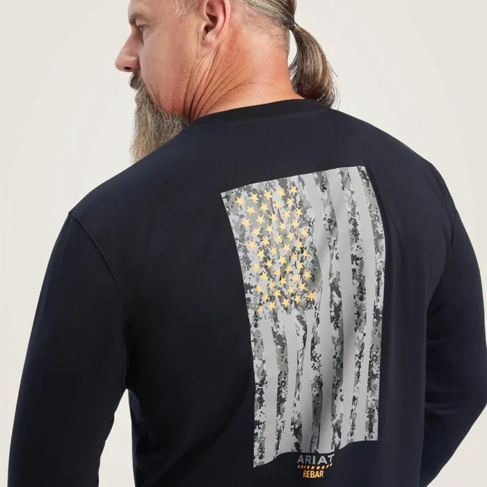 Men TShirts and Polos Ariat Rebar Workman Reflective Flag Graphic TShirt Black