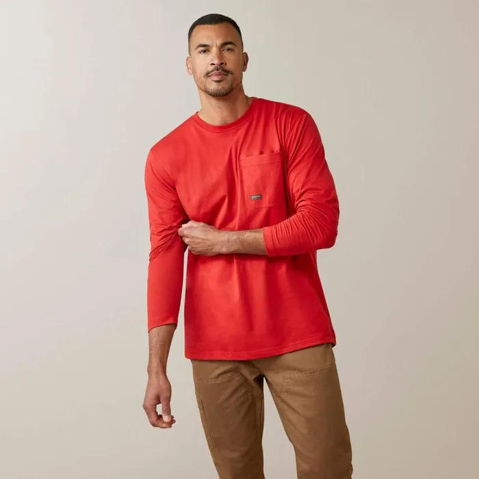 Men TShirts and Polos Ariat Rebar Workman Reflective Flag Graphic TShirt Pompeian Red