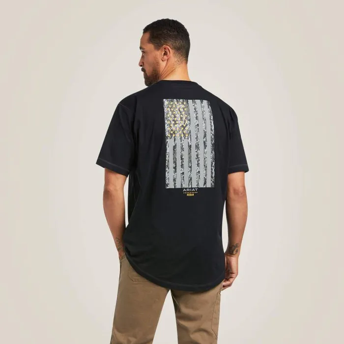 Men TShirts and Polos Ariat Rebar Workman Reflective Flag TShirt Black