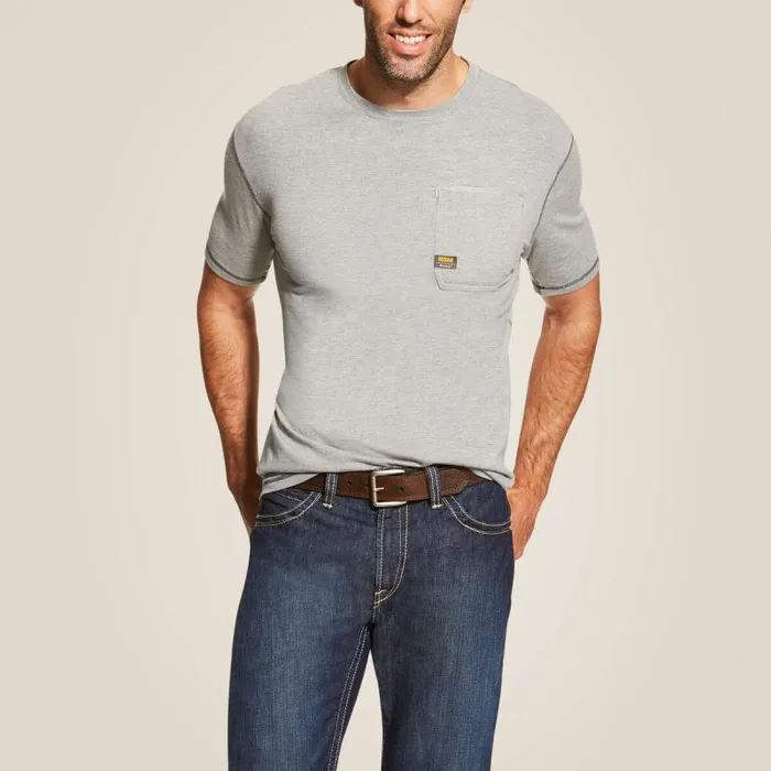 Men TShirts and Polos Ariat Rebar Workman TShirt Heather Grey