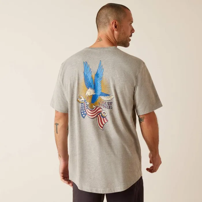 Men TShirts and Polos Ariat Rebar Workman Victory Eagle Heather Grey