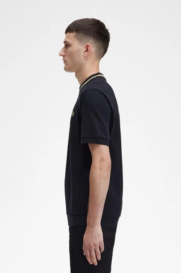 Men TShirts Fred Perry Crew Neck Piqu TShirt Black