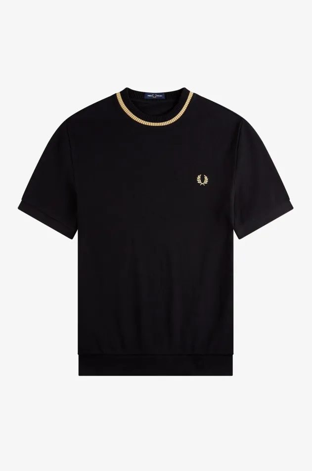 Men TShirts Fred Perry Crew Neck Piqu TShirt Black