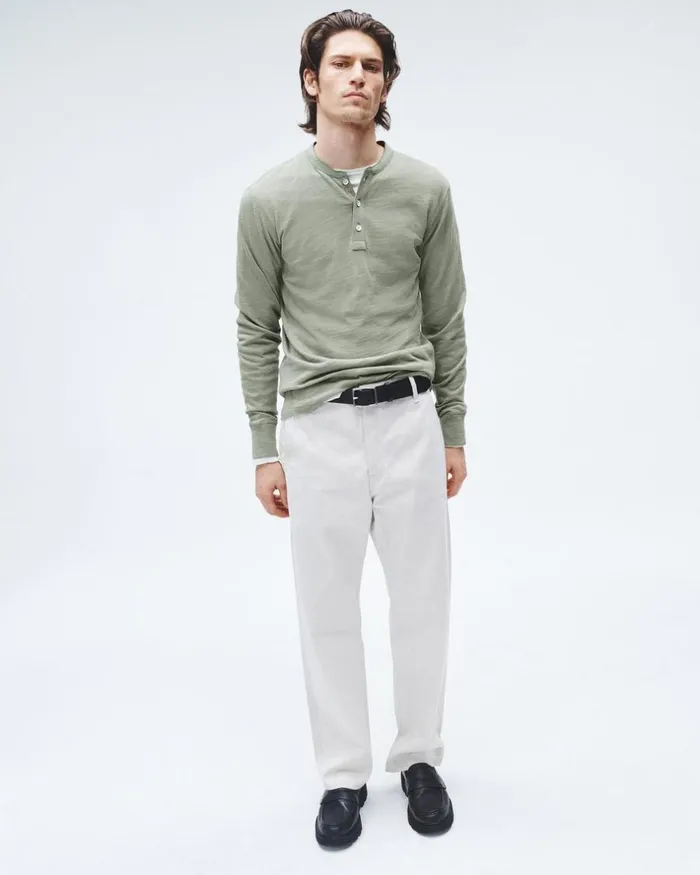 Men TShirts Rag 038 Bone Classic Flame Henley Dark Mint