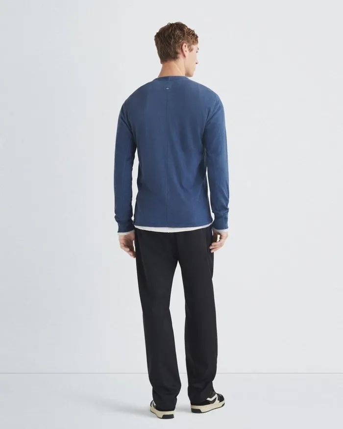 Men TShirts Rag 038 Bone Classic Flame Henley Worn Indigo