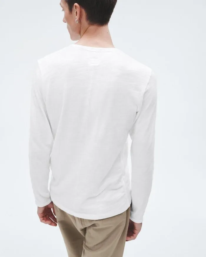 Men TShirts Rag 038 Bone Classic Flame Long Sleeve Tee White