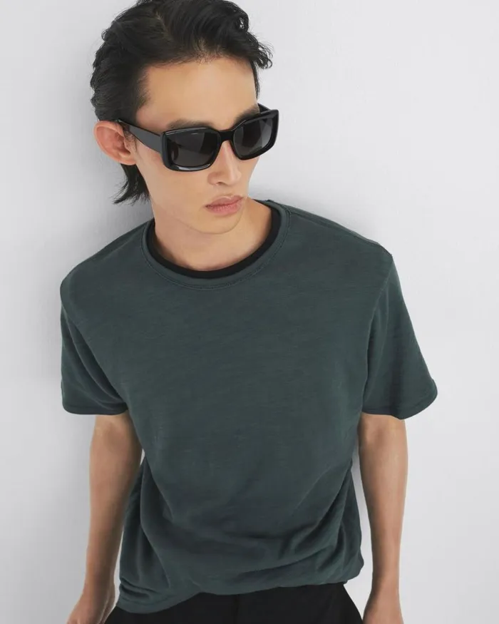Men TShirts Rag 038 Bone Classic Flame Tee Shadow Green