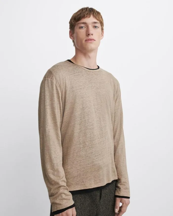 Men TShirts Rag 038 Bone Kerwin Long Sleeve Tee Taupe