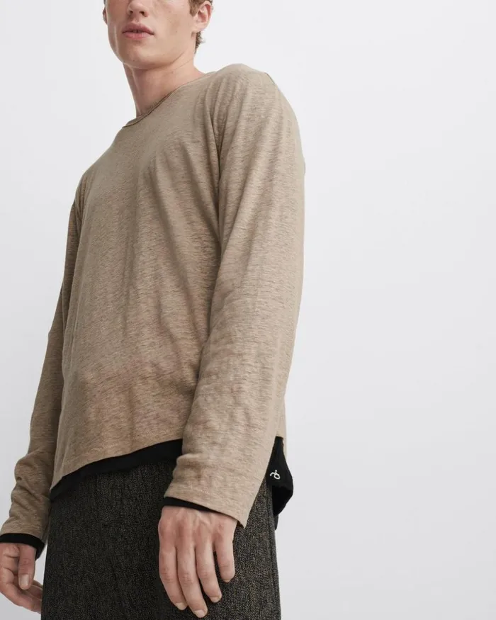 Men TShirts Rag 038 Bone Kerwin Long Sleeve Tee Taupe