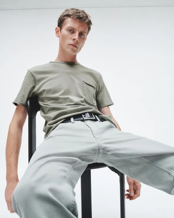 Men TShirts Rag 038 Bone Miles Principal Jersey Tee Blue Grey