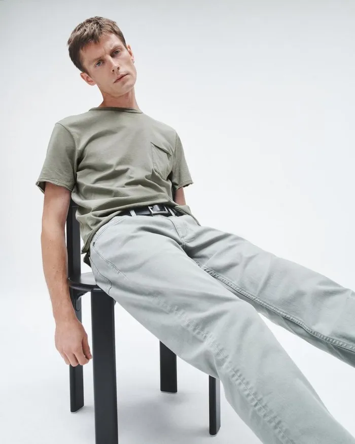 Men TShirts Rag 038 Bone Miles Principal Jersey Tee Blue Grey
