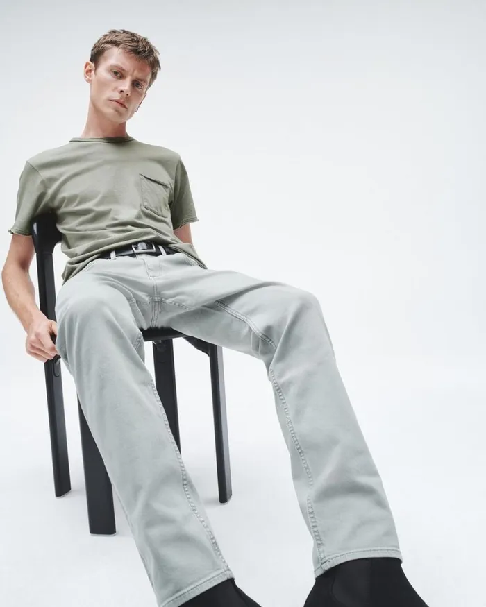 Men TShirts Rag 038 Bone Miles Principal Jersey Tee Blue Grey