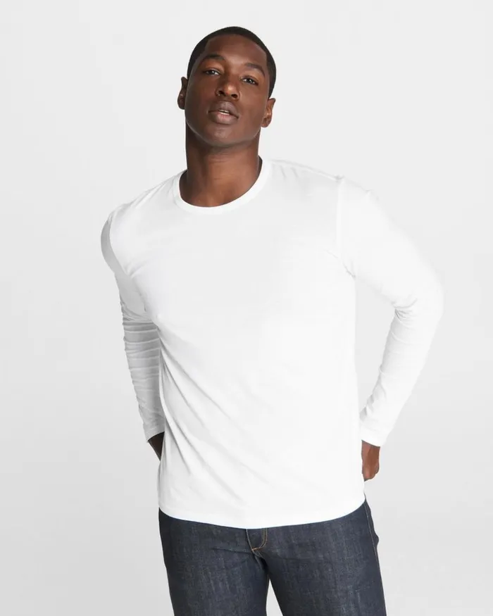 Men TShirts Rag 038 Bone Pratt Principal Long Sleeve Tee White