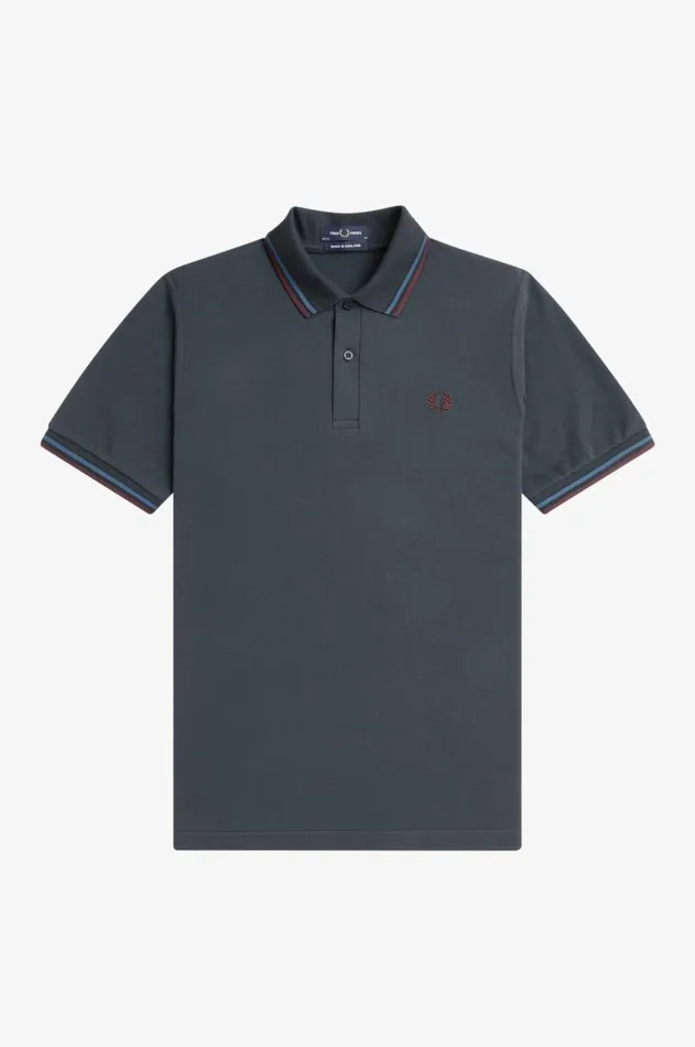 Men The Fred Perry Shirt Fred Perry M12 Night Greenmidnight Blueoxblood
