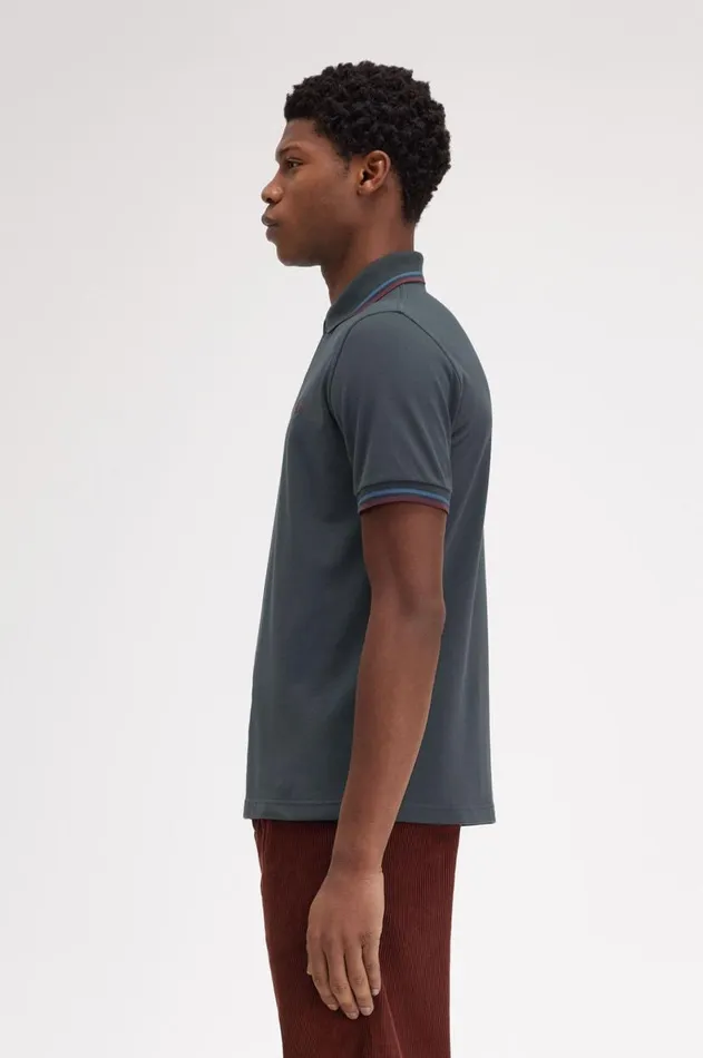 Men The Fred Perry Shirt Fred Perry M12 Night Greenmidnight Blueoxblood