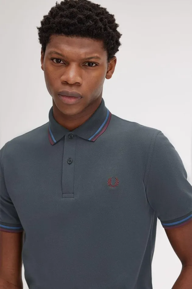 Men The Fred Perry Shirt Fred Perry M12 Night Greenmidnight Blueoxblood