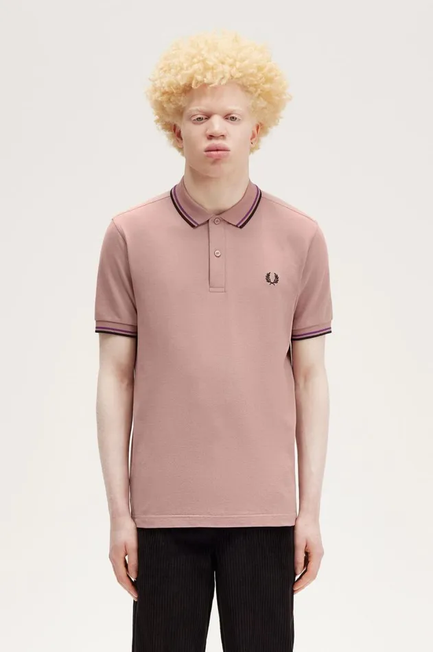 Men The Fred Perry Shirt Fred Perry M3600 Dark Pinkamethystblack
