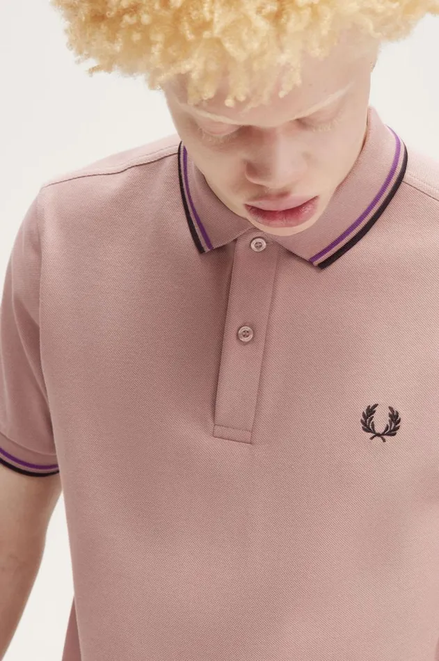 Men The Fred Perry Shirt Fred Perry M3600 Dark Pinkamethystblack