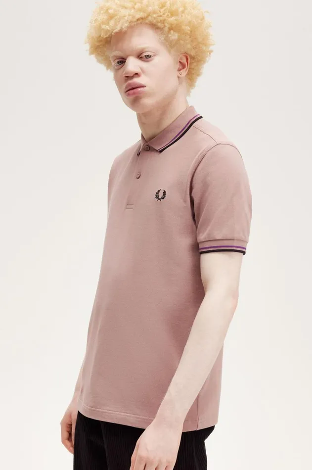 Men The Fred Perry Shirt Fred Perry M3600 Dark Pinkamethystblack