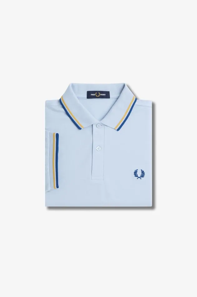 Men The Fred Perry Shirt Fred Perry M3600 Light Smokehoneycombshaded Cobalt